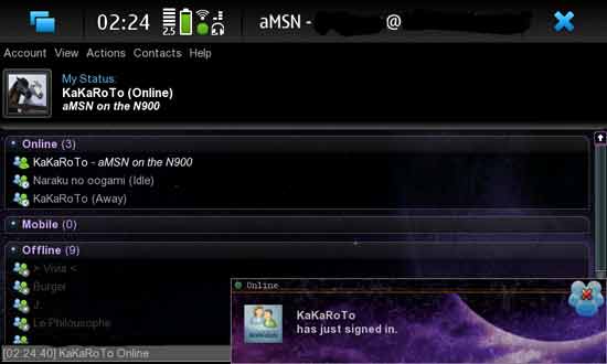 aMSN for Nokia N900 / Maemo 5