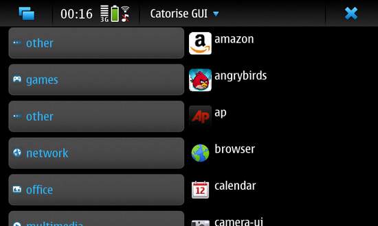 Catorise GUI for Nokia N900 / Maemo 5