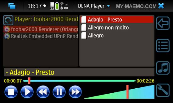 DLNA Player for Nokia N900 / Maemo 5