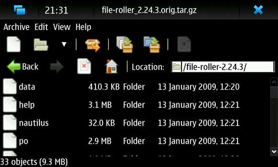 File-Roller for Nokia N900 / Maemo 5