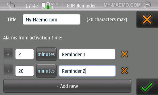 GOM Reminder for Nokia N900 / Maemo 5
