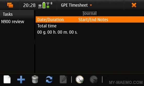 GPE Timesheet for Nokia N900 / Maemo 5