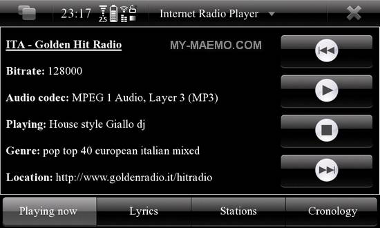 Internet Radio Player for Nokia N900 / Maemo 5