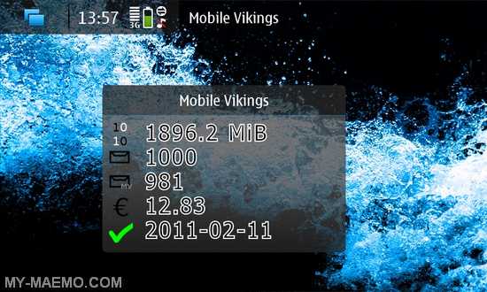 Mobile Vikings Home Widget for Nokia N900 / Maemo 5