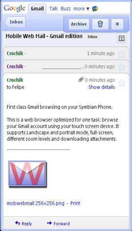 MobWebMail for Nokia N900 / Maemo 5