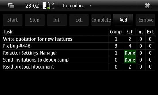 Pomodoro for Nokia N900 / Maemo 5