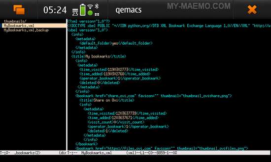 QEmacs for Nokia N900 / Maemo 5