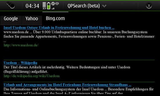 QPSearch for Nokia N900 / Maemo 5
