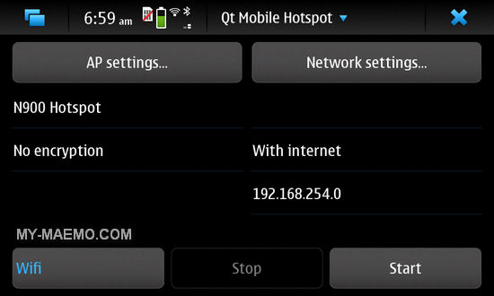 Qt Mobile Hotspot for Nokia N900 / Maemo 5