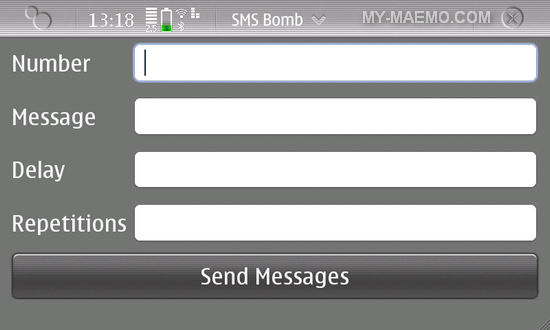 SMS Bomb for Nokia N900 / Maemo 5