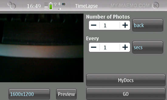 TimeLapse for Nokia N900 / Maemo 5