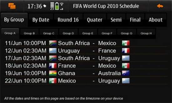 World Cup 2010 Schedule for Nokia N900 / Maemo 5