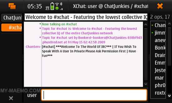 XChat for Nokia N900 / Maemo 5